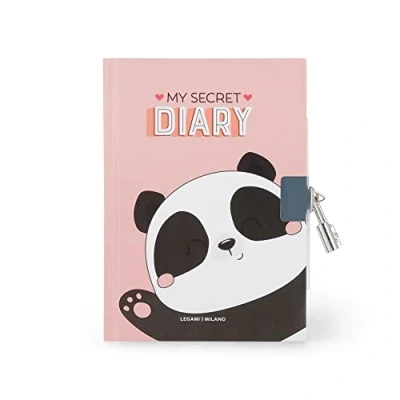 Bild av Legami Hemlig dagbok med lås, 328 sidor, certifikatmarkörer, 11 x 15,5 cm, panda tema