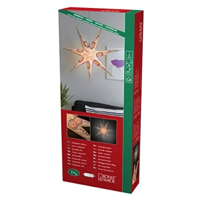 Bild av Konstsmide 2926 255 Julstjärna, LED (RGB) vit, flerfärgad med utskurna motiv, strömbrytare