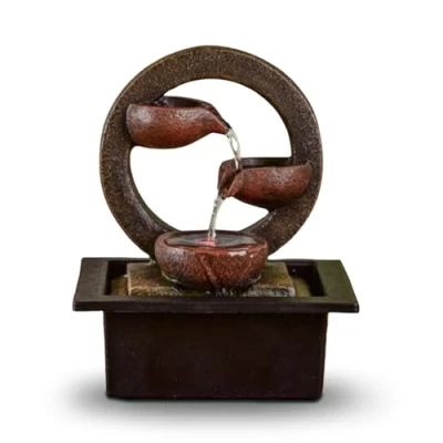 Bild av ZEN&#039;LIGHT, Zen Terai inomhusfontän, original inredning, naturligt vattenflöde flerfärgad LED belysning, tyst pump, B 17 x 21 H 25 cm