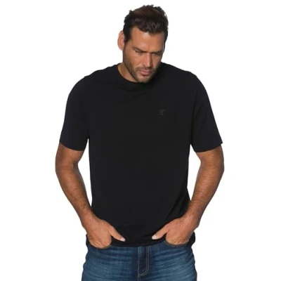 Bild av JP 1880 herrstora storlekar, överdimensionerade herrkläder, L 8XL t shirt, basic, rund hals, kammad bomull, upp till 702558, svart, 9XL plus size