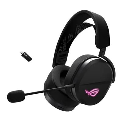 Bild av ASUS ROG Pelta trådlöst RGB spelheadset (ROG SpeedNova, Bluetooth, 2,4 GHz, USB C, 50 mm titanmembrandrivrutiner, 10 superbredband boom mikrofon, 309 g lätt, Aura Sync RGB)
