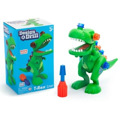Bild av Learning Resources Educational Insights Design &amp; Drill Bygg Lär dig! T Rex Dinosaurie Leksak 14 Bit Uppsättning, Flerfärgad