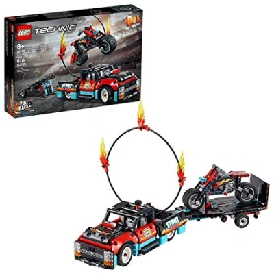Bild av LEGO 42106 Technic Stuntuppvisningsbil &amp; motorcykel 2 i 1 Byggsats med Motorcykelshow för Barn 8+ år