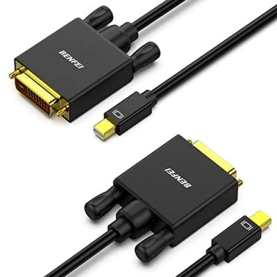 Bild av Benfei Mini DisplayPort till DVI 1,83M kabel, DP kabel hane guldpläterad sladd för MacBook, iMac(LG51) Surface Pro och laptop 000108black 2p