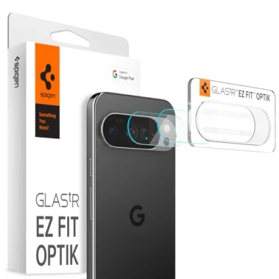 Bild av Spigen Glas.tR EZ Fit Optik Kamera Skärmskydd kompatibel med Google Pixel 10 Pro, 2 Stycken, Kristallklart, Inget fel på blixtfunktionen, Case friendly, 9H härdat Glas