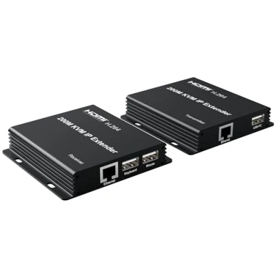 Bild av XYKJOBC 200 m KVM IP förlängare, ett par växlar multi Gigabit via RJ45 Cat5e/6 1080p HDMI USB Ethernet förlängare för PC DVR Loptop stöd mus tangentbord pekskärm (TX+RX)