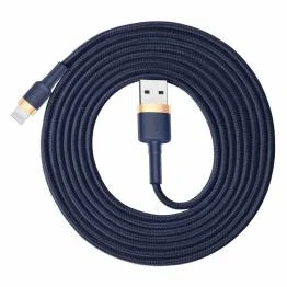 Bild av Baseus Cafule härdad vävd Lightning kabel 2m Blå/Guld