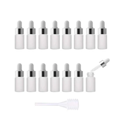 Bild av Enslz 15 st 3 ml mini tom frostad eterisk olja glas droppflaska återanvändbara flaskor flaska näsolja droppare påfyllningsbar med metallskruv munlock och gummilampa (3 ml, silver)