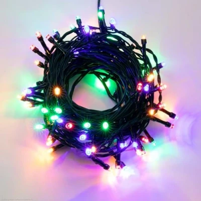 Bild av hellum ljusslinga färgglad med 40 LED, kontakt och timer utomhus, 3,9 m, LED ljuskedja utomhustransformator, kabel grön 151961
