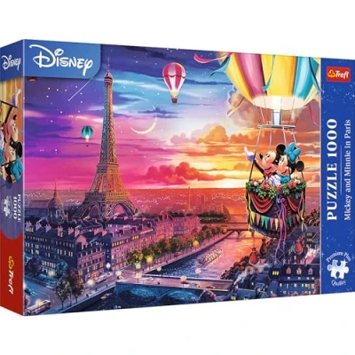 Bild av Trefl Premium Plus Quality Disney pussel, Musse och Mimmi i Paris 1 000 bitar, favorithjälte pusselserier för vuxna barn från 14 år