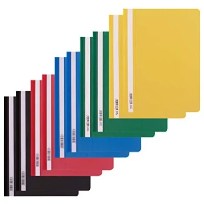 Bild av D.RECT 10 stycken snabbhäftapparater kartong (2 per färg 5 x 2) papphäftapparat A4 av plast med transparent framsida snabbhäftapparat PP folie perfekt för kontor och skola