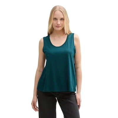 Bild av TOM Tailor MIT Rundhalsausschnitt Linne, Storlek: Large, Dark teal green