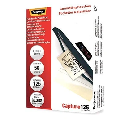Bild av Fellowes Capture 54x86mm 125 Micron glansiga lamineringspåsar (förpackning med 50)