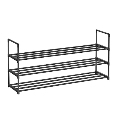 Bild av SONGMICS Skoställ med 3 nivåer, skoförvaringsorganisatör, metallförvaringsställ, passar 15 till 18 par skor, stapelbar skohylla, för hall, vardagsrum, sovrum, 116 x 30 55 cm, svart LSA033B01
