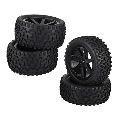 Bild av RC däck, 4 st 1/10 lastbil gummidäck hjul däck kompatibla med ZD Racing Buggy Crawler bil hjuldäck (svart)