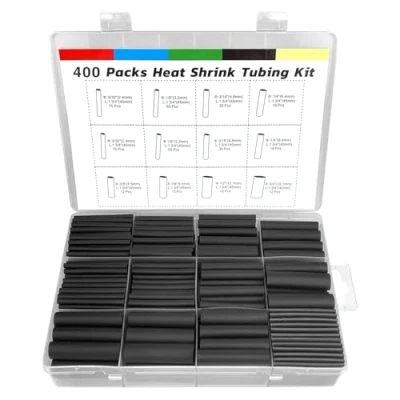Bild av Labmilon 400 stycken krympslangset, svarta krympslangar vattentäta, kabelhylsor, Heat Shrink Tube sortiment, krymprör, krympslangar, värmekrympslang kabelanslutning