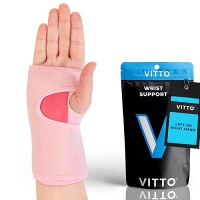 Bild av VITTO Handledsstöd handbandage handled för senskidinflammation, karpaltunnelsyndrom och athros (höger rosa, M)