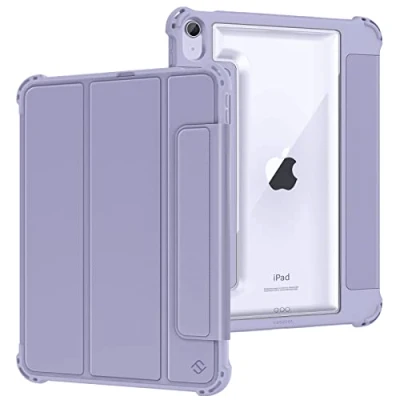 Bild av FINTIE Hybridfodral kompatibelt med iPad Air 5:e generationen (2022)/iPad 4:e (2020) 10,9 tum robust kraftigt skyddande klart fodral, automatisk uppvakning/sömn, lila