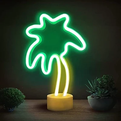 Bild av Niwwin Neonskyltar i form av ett kokosnötsträd, bordslampa, dekorativa neonlampor batteri eller USB drivna, dekoration, nattlampa, för jul, födelsedagsfest, vardagsrum, sovrum, barn, gåvor