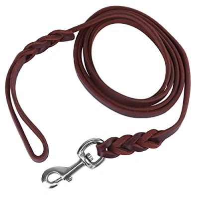 Bild av 1,2 m/1,6 m/2,1 m läder Hundkoppel Säkerhetsrep Läderbälte Läderhundhalsband och koppel för löpning av husdjur, cm bredd (1,2 m)