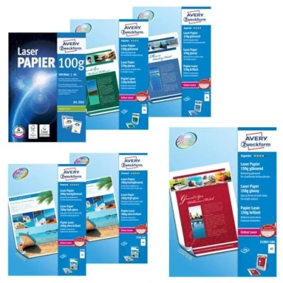 Bild av Avery Zweckform 1198 fotopapper A4 utskrivbart båda sidor 120 g för färglaserskrivare, paket med 200 ark