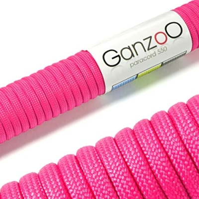 Bild av Ganzoo Paracord 550 rep magenta 4 mm snöre typ 3, nylon och polyester, perfekt för pyssel av hundkoppel, halsband, armband/camping överlevnad utomhus 30 meter universalrep 7 innertrådar