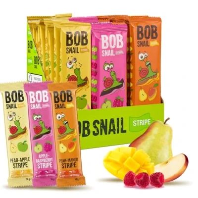 Bild av Bob Snail Gesunde Zuckerfreie Frucht Riegel Snacks 66 Fruit Roll Ups Einzeln Verpackt von Kinder und Erwachsene mit Erdbeeren Mango Himbeeren Birne Low Carb Kalorienarme Süßigkeiten…