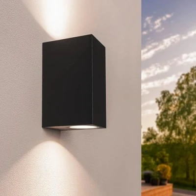 Bild av Ledvion Helene, LED vägglampa utomhus svart kub, båda sidor för två GU10 upp &amp; down, utomhusvägglampa, vägglampa, utomhu, IP54