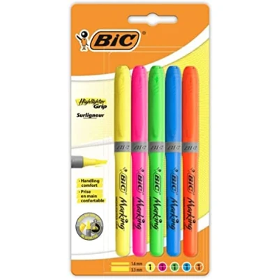 Bild av Bic highlighter grippennor Pack of 5 Blandade färger