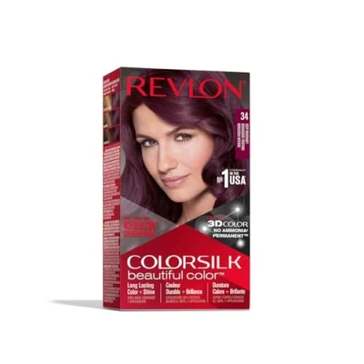 Bild av Revlon ColorSilk Permanent Hårfärg Gör det själv Hemma, Ammoniakfri och berikad med Keratin, 34 Intensiv Burgundy 100 g