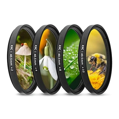 Bild av JJC 40,5 mm närbild makrofiltersats (+2, +4, +8, +10) med filterpåse för Sony Alpha A6600 A6500 A6400 A6300 A600 + E 16 50 objektiv och annan trådlinskamera