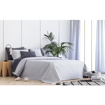 Bild av Todocama Tunt bouto överkast med rombdesign för vår, sommar, höst och vinter 100% extra mjuk mikrofiber sängöverkast multifunktionellt säng 80/90180 x 260 cm ljusgrå