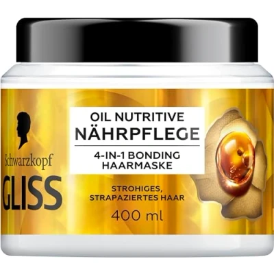 Bild av Gliss 4 i 1 behandling närande olja Nutritive (400 ml), hårbehandling med HAPTIQ System &amp; Marulaolja ger näring åt stram, skadat hår, hårmask sensuell jämnhet