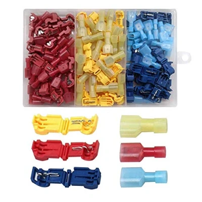 Bild av YIXISI 120 PCS T Tap Elektriska Ledningsanslutningar (60 Par), Sortimentssats med Snabbkoppling Självdragande Kabelanslutningar Nylon Helt Isolerad Hanspad