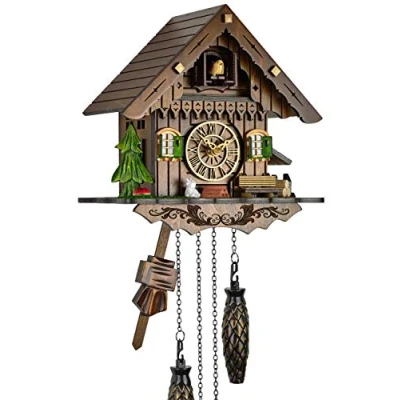 Bild av Eble göckurur, gökur, äkta trä, nytt batteridrivet kvartsurverk, musik, göckropp, svart skog hus 21 cm 6085000