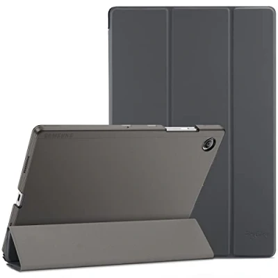 Bild av ProCase fodral för Galaxy Tab A8 10,5 tum (SM X200/X205) 2022 trippelvikbart skyddsfodral ultratunt lätt stativ skal smart med genomskinlig frostad baksida (grå)
