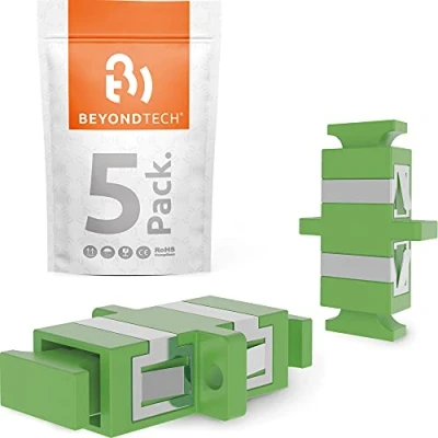 Bild av fiberoptisk SC till adapter enkelläge APC Simplex 5 pack Beyondtech förlängare/fiberkopplare serie