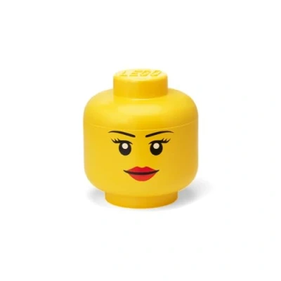 Bild av LEGO Iconic förvaringshuvud litet, stapelbar förvaringslåda, 2,0 l, gul, flicka