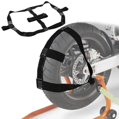 Bild av motorcykel spännremmar transportsäkring: Biltransport 48 mm spännbälte hjulsäkring däckbälte automatisk spännrem transport lastöglor PWK släpvagn tillbehör (svart)