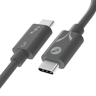 Bild av Sabrent Thunderbolt 3 (certifierad) USB Type C kabel upp till 40 Gbps Stöder 100 W (5 A, 20 V) laddning Elektroniskt märkechip (7,8 &quot;/ cm) i grått (CB T320 GRY)