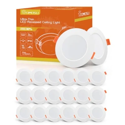 Bild av Tomosu Extra platt infälld LED spotlight, 5 W 450LM motsvarande 50 glödlampa, IP44 vattentät kall vit 6000K, hål Φ7590 mm, AC220 240V, för kök, vardagsrum, sovrum, set om 20