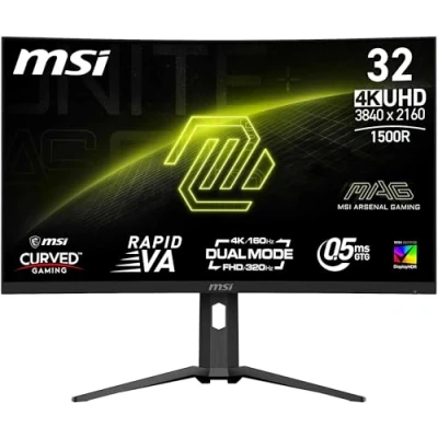 Bild av MSI MAG 321CUPDF 32 tum UHD böjd gaming PC skärm Rapid VA 1500 panel, 3840 x 2 160, dual mode / 0,5 ms, 16:9, Adaptive Sync DisplayPort 1.4a, HDMI 2.1, USB typ C (DP Alt. med 15W PD)