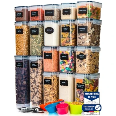 Bild av Deco Haus® Förvaringsburkar med Tätslutande Lock, 18 set För Pasta, Müsli, Mjöl Förvaringsbox Kök Lock Förvaringsbehållare Förvaring &amp; Organisation Kitchen Storage