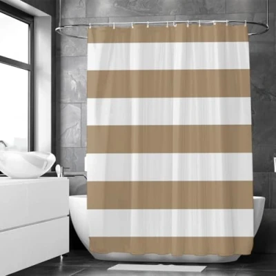 Bild av Loti Living Mögelbeständigt duschdraperi, 180 x 200 cm, sand, vattentät polyester inkl. ringar, duschdraperi för badkar