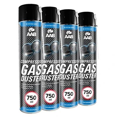 Bild av 4x AABCOOLING Compressed Gas Duster 750 ml Tryckluft för Rengöring av Dator, Tangentbord och Annan Kontorsutrustning, Bärbara Datorer, PC Rengöringssats, Aerosoldammare, Konserverad Luft
