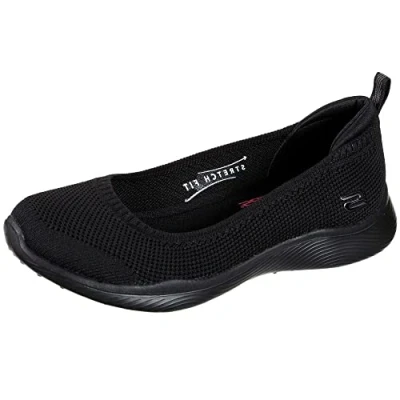 Bild av Skechers dam Microburst 2.0 Be Iconic Sneaker, Svart stretch fit stickad skimmer, 2 UK Wide