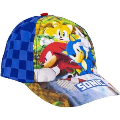 Bild av Sonic keps Med visir Blå 4 till 8 år kollektionsbroderi Justerbar barnkeps Originalprodukt tillverkad i Spanien