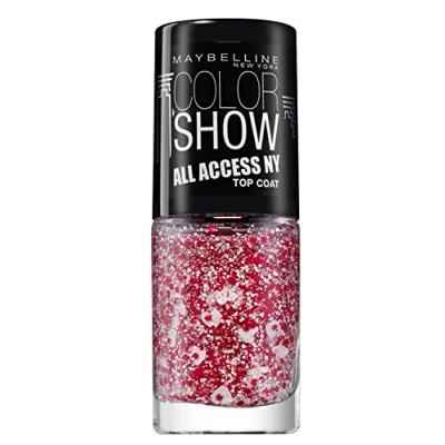 Bild av Maybelline New York Make Up nagellack Color Show Topcoat Street Art White Splatter/överlack med glitter partiklar i blåviolett och vitt, 1 x 7 ml