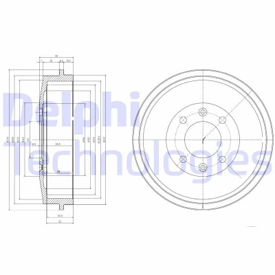 Bild av DELPHI BF169 Tambours de Frein sans bague ABS, roulement roue 274 PEUGEOT: Partner I Сamion à Plateau/Сhâssis, 306 3/5 portes, Van