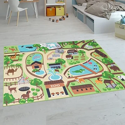 Bild av Paco Home Barnmattor, Stora mattor för Barnrum med olika Designer Lekmattor Färgglada, Storlek:80x150 cm, Färg:Beige